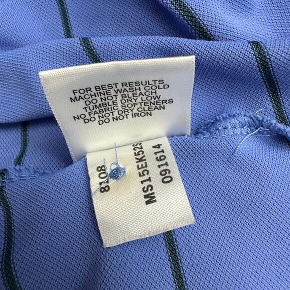 Peter Millar‎ Summer Comfort Mens Golf Polo Size L Blue Striped Performance - Picture 6 of 9